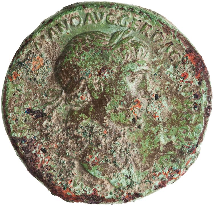 RIC II Trajan 483 (sestertius), obverse, American Numismatic Society (ans)