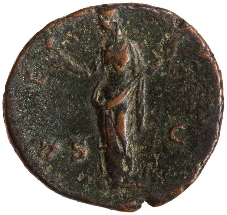 реверс RIC III Antoninus Pius 1408 (dupondius)