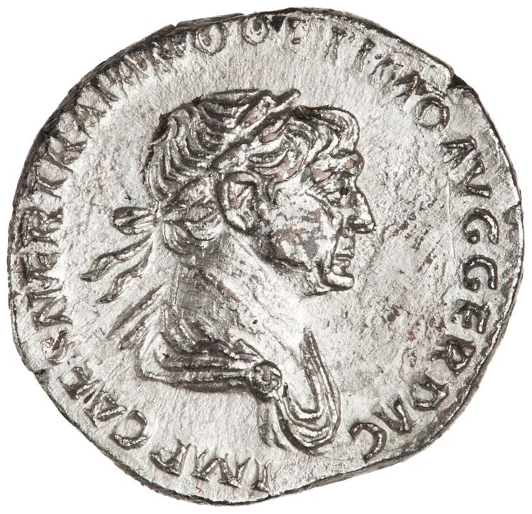 RIC II Trajan 318 (denarius), obverse, American Numismatic Society (ans)