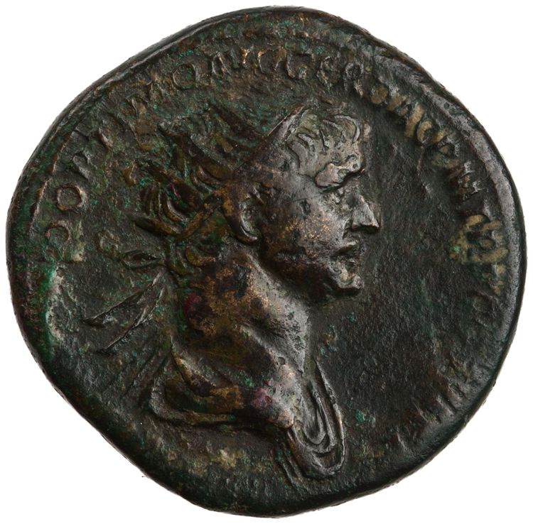 obverse RIC II Trajan 674 (dupondius)