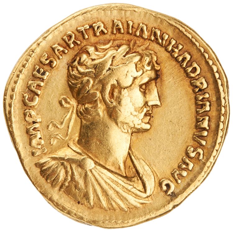 аверс RIC II Hadrian 46c (aureus)