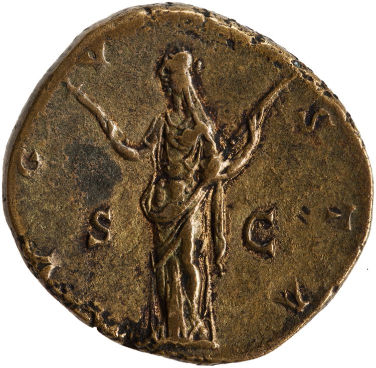 реверс RIC III Antoninus Pius 1174 (dupondius)
