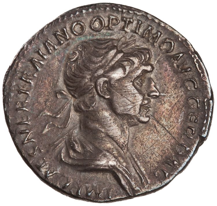 RIC II Trajan 318 (denarius), obverse, American Numismatic Society (ans)