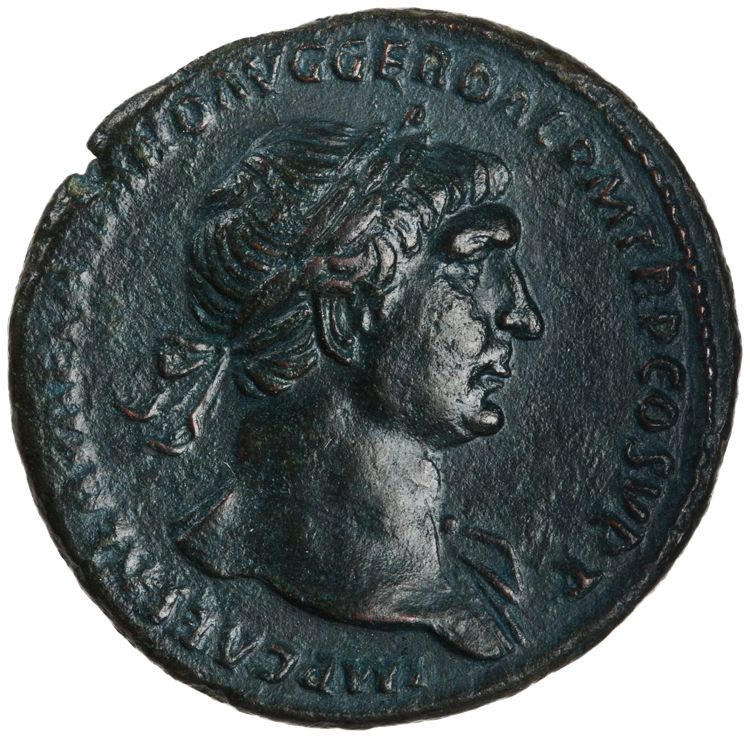 RIC II Trajan 561, obverse, American Numismatic Society (ans)