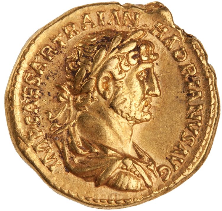 obverse RIC II Hadrian 63c (aureus)