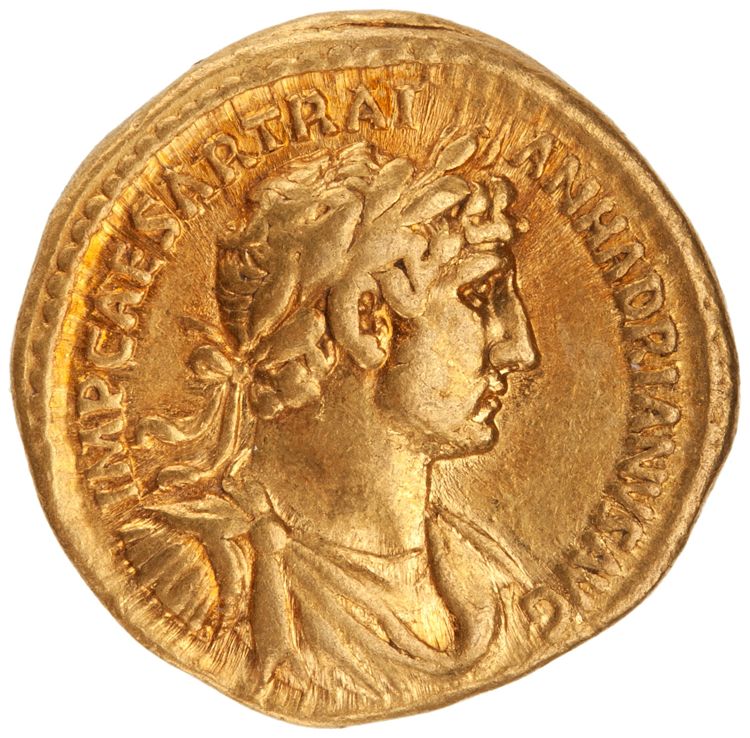 RIC II Hadrian 63c (aureus), obverse, American Numismatic Society (ans)