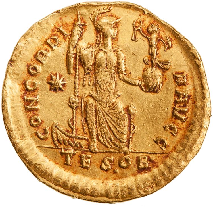 RIC X Theodosius II (East) 360, реверс, American Numismatic Society (ans)