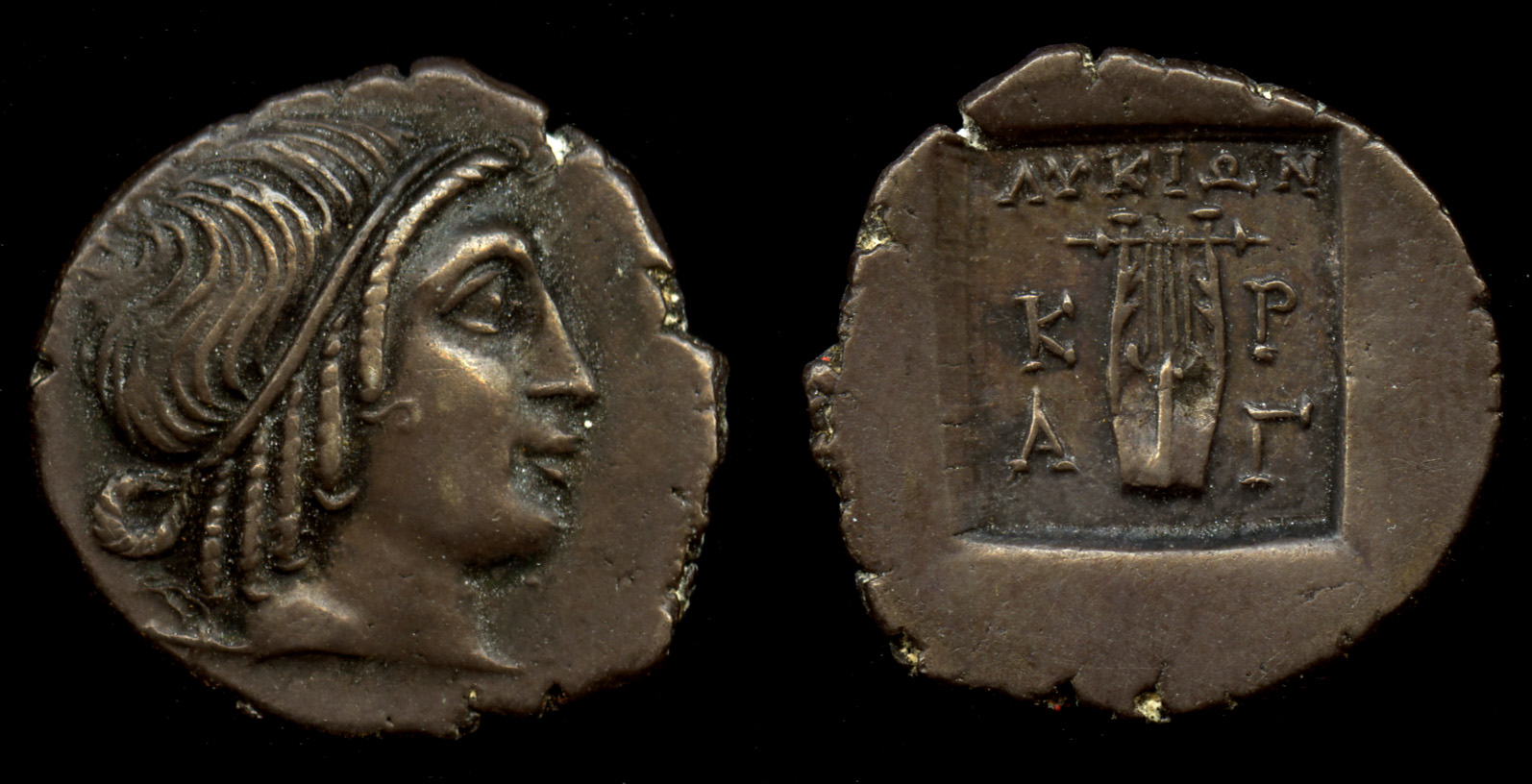 Lycian League Cragus Troxell 1982 4.102, аверс, Британский музей