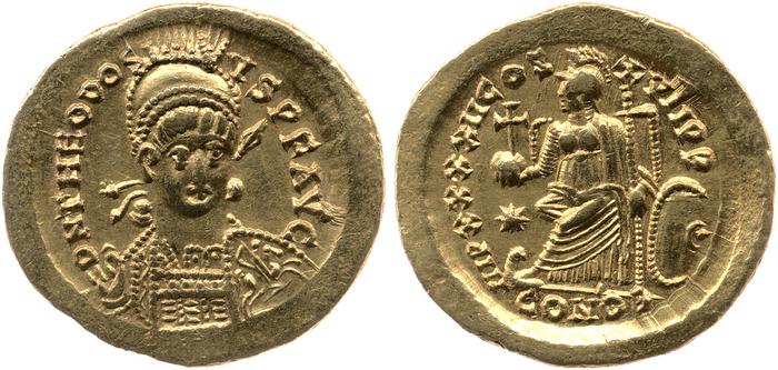 RIC X Theodosius II (East) 323, реверс, bm