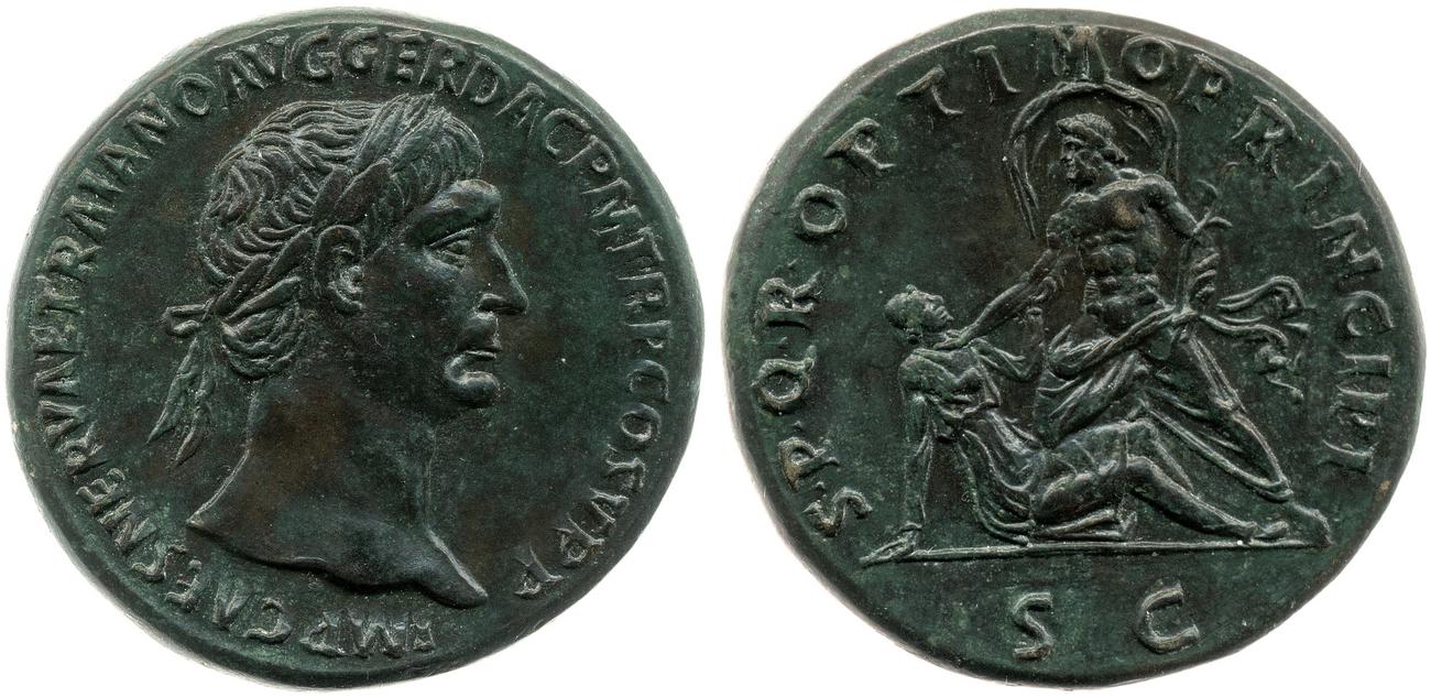 RIC II Trajan 556, аверс, Британский музей