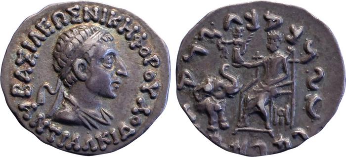 Bactrian and Indo-Greek Coinage Antialcidas 11.1, Британский музей
