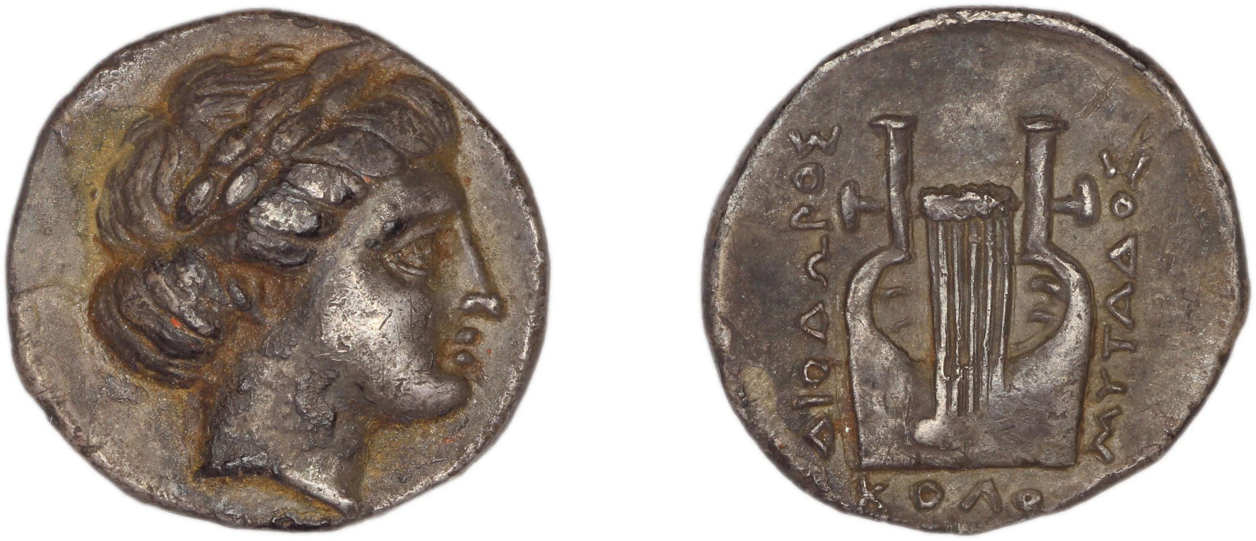Colophon Kinns 1980 Period II, AR IV, аверс, Британский музей