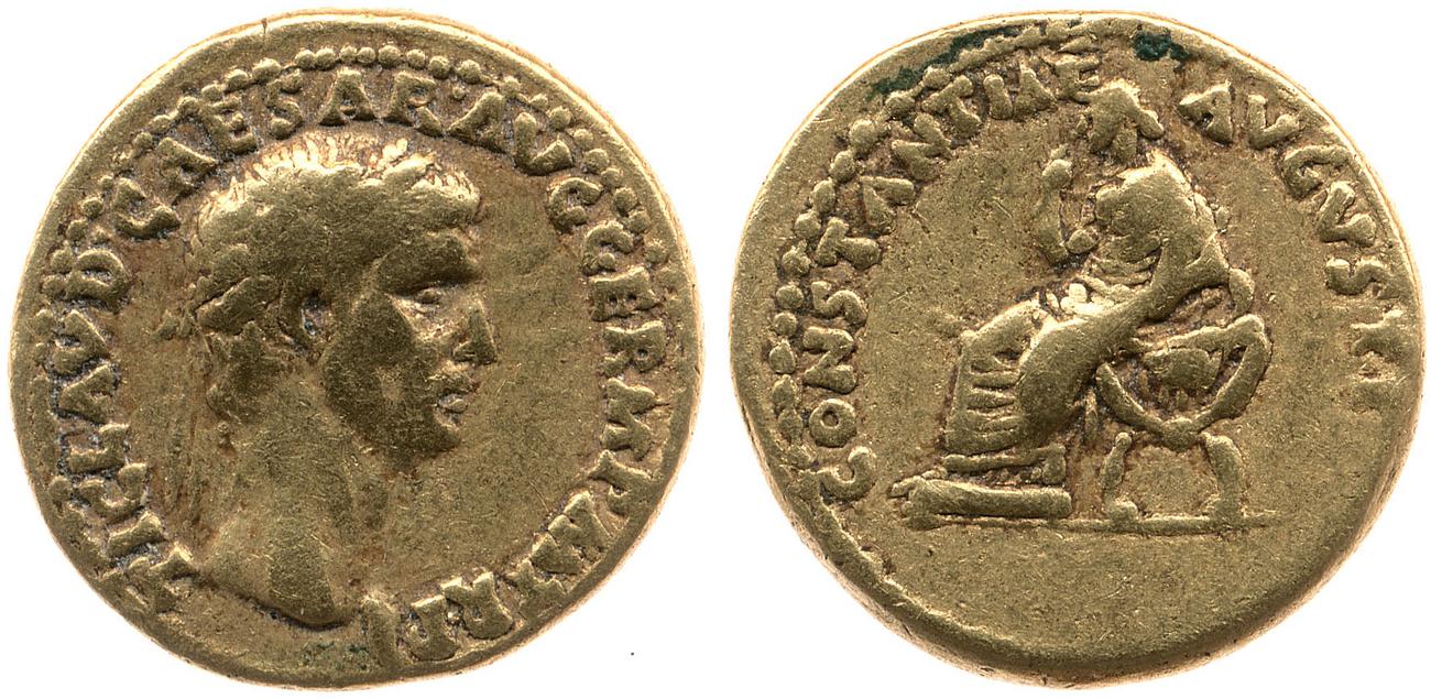 RIC I (second edition) Claudius 13, аверс, bm