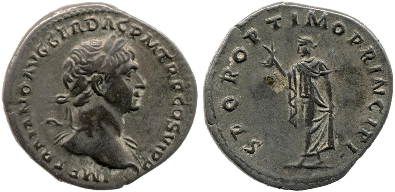 RIC II Trajan 279, аверс, Британский музей