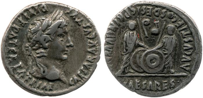 RIC I (second edition) Augustus 210, реверс, bm
