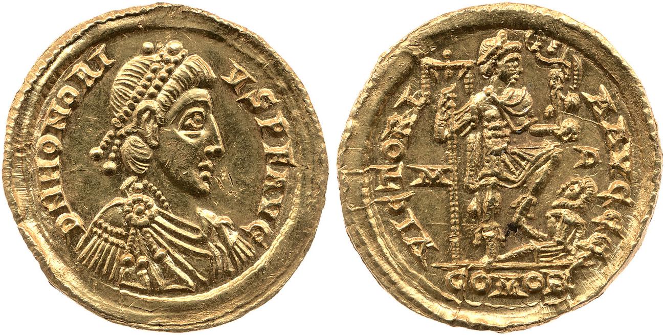 RIC X Honorius 1206, аверс, bm