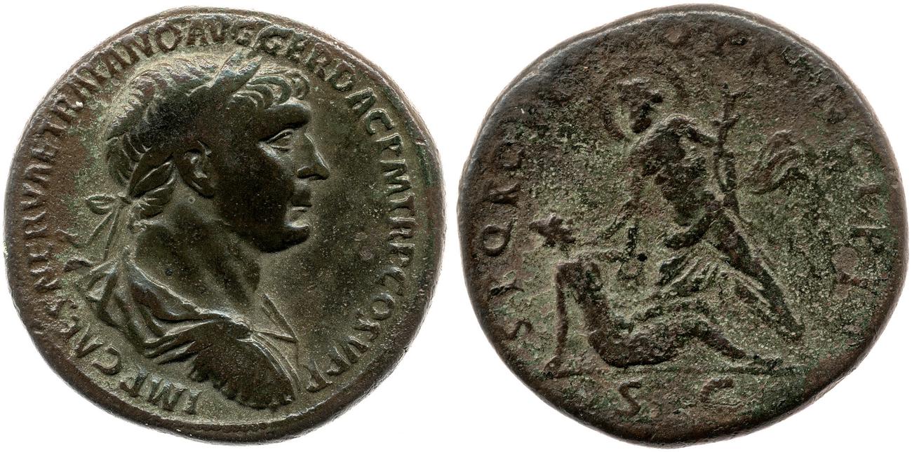 RIC II Trajan 557, аверс, Британский музей