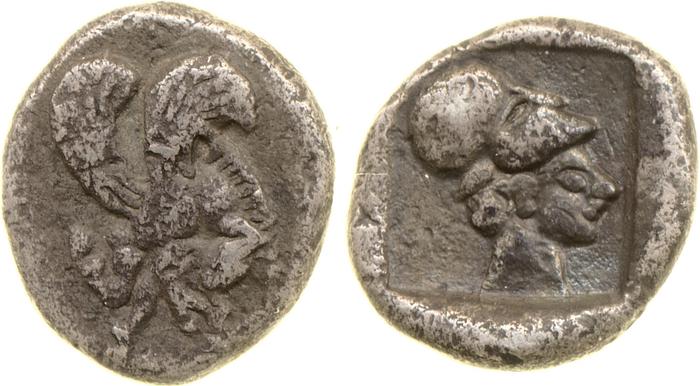 реверс Clazomenae Dengate 1967 IQ Attic diobols