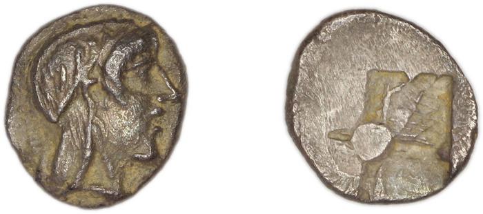Colophon Milne 1941 Period II, half-obols, quarter obols, реверс, Британский музей