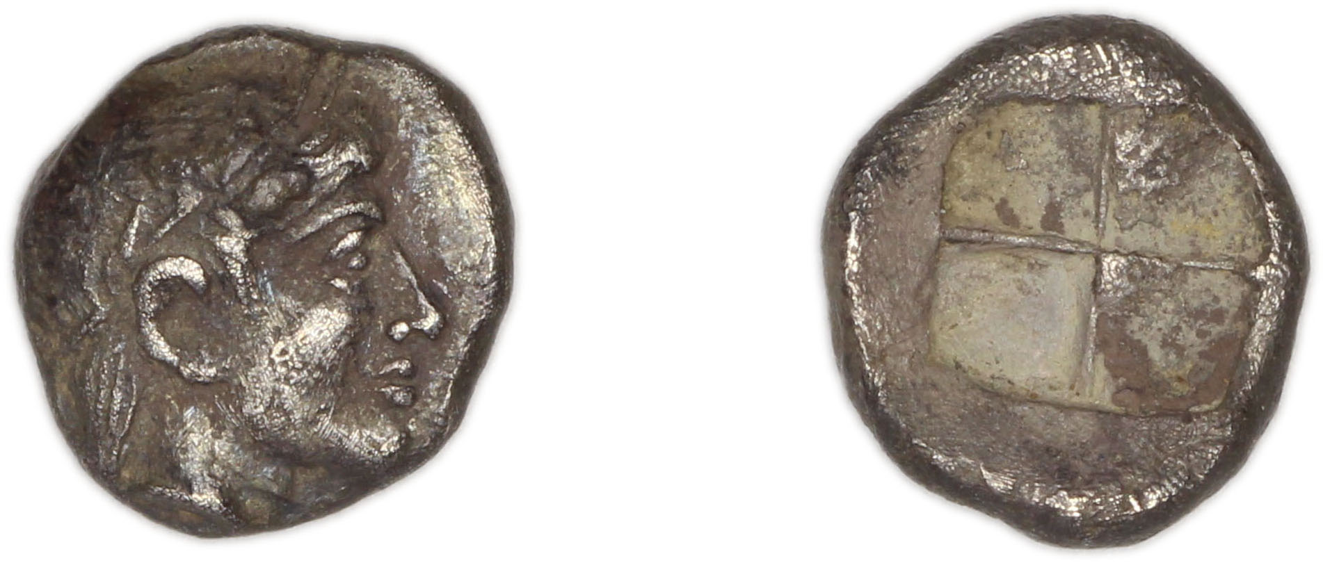 Colophon Milne 1941 Period II, half-obols, quarter obols, аверс, Британский музей