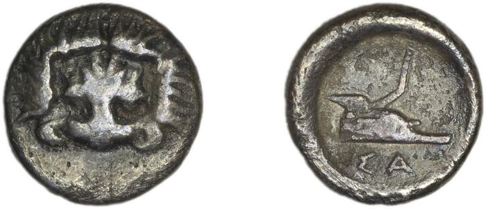 Samos Barron 1966 Class X diobols, реверс, bm