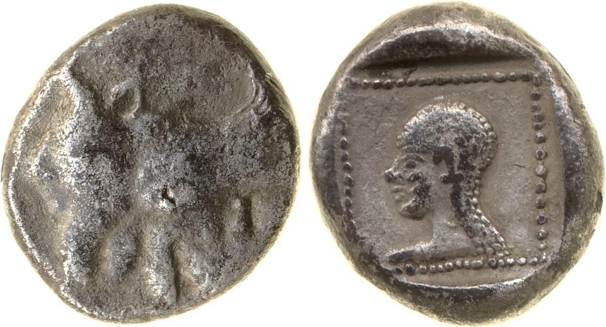 Orou, Carian dynast Uncertain Carian mint G Konuk 2007a Type 1, аверс, Британский музей