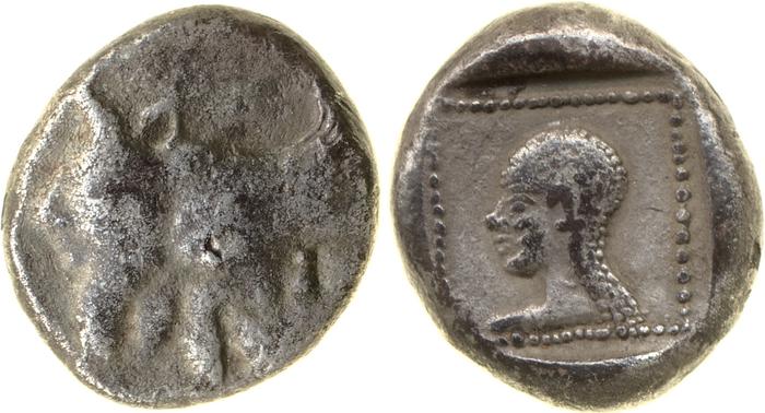 Orou, Carian dynast Uncertain Carian mint G Konuk 2007a Type 1, реверс, Британский музей