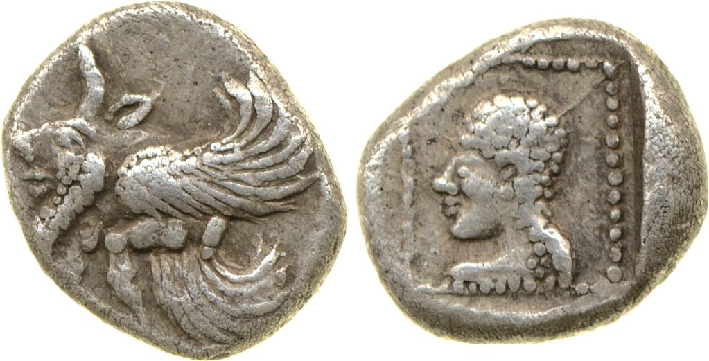 Orou, Carian dynast Uncertain Carian mint G Konuk 2007a Type 1, аверс, Британский музей