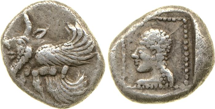 Orou, Carian dynast Uncertain Carian mint G Konuk 2007a Type 1, реверс, Британский музей