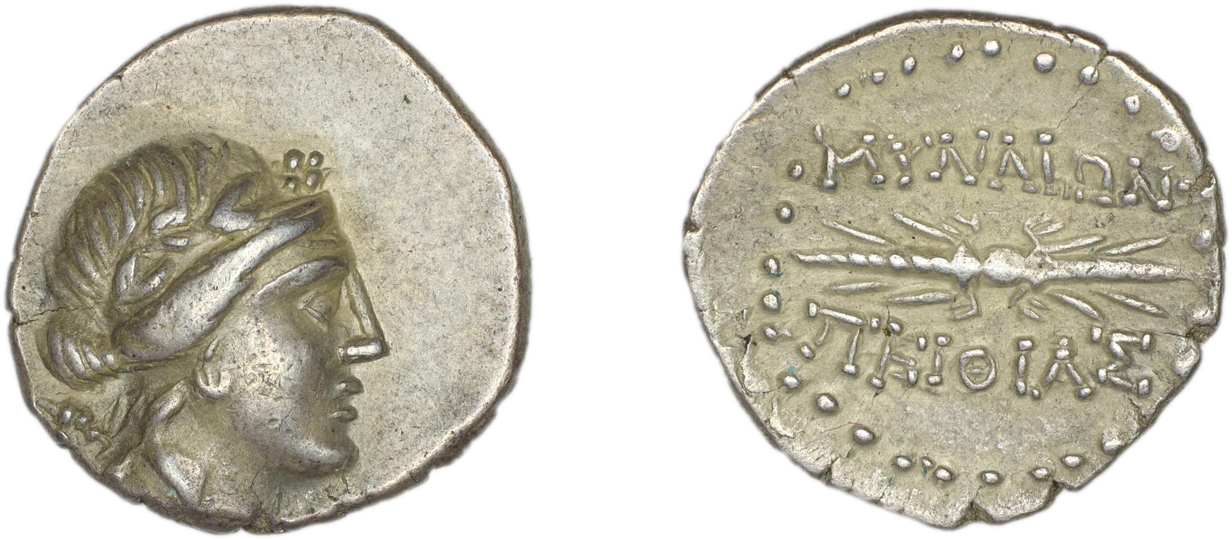 Myndus Zabel and Meadows 2002 Group C hemidrachms, аверс, bm
