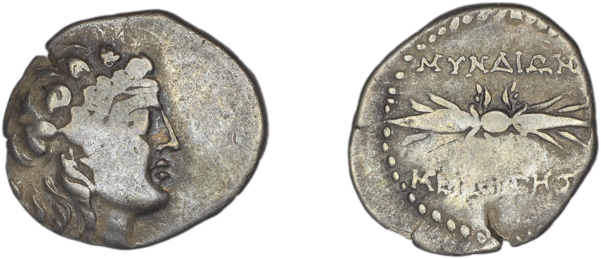 Myndus Zabel and Meadows 2002 Group C hemidrachms, аверс, bm