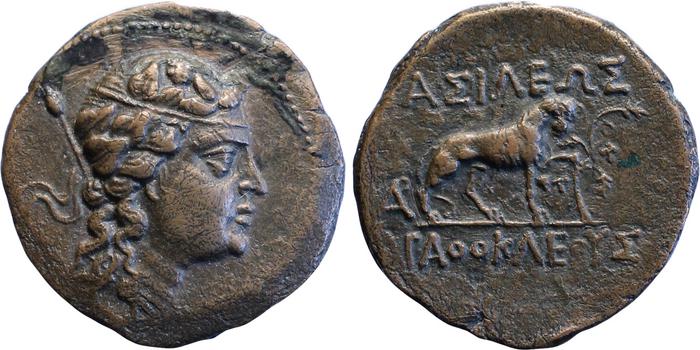 аверс Bactrian and Indo-Greek Coinage Agathocles 16.1A