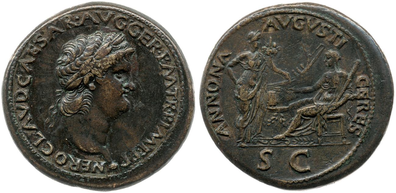 RIC I (second edition) Nero 390, аверс, bm
