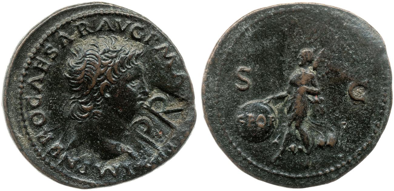 RIC I (second edition) Nero 543, аверс, bm