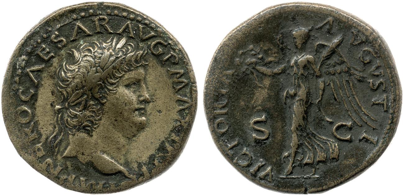 RIC I (second edition) Nero 522, аверс, bm
