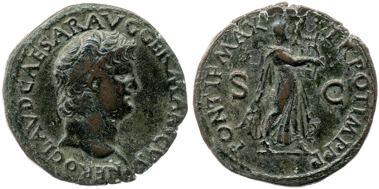 RIC I (second edition) Nero 416, аверс, bm
