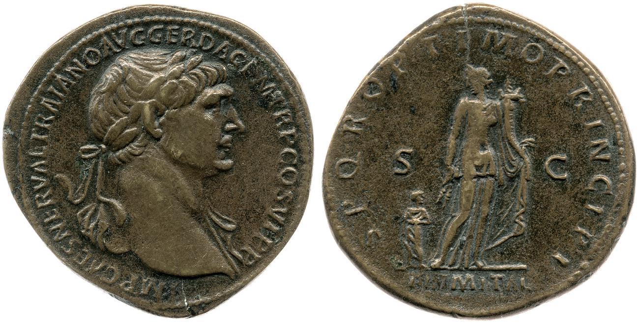 RIC II Trajan 604, аверс, Британский музей