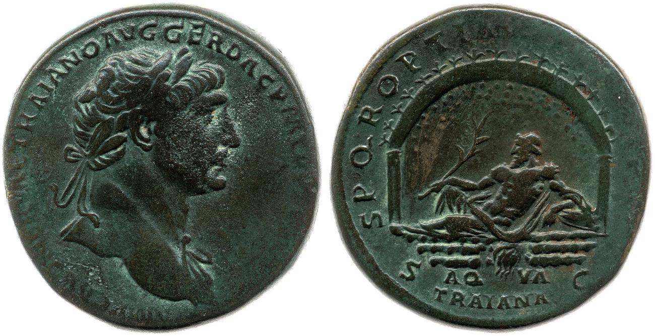 RIC II Trajan 607, аверс, Британский музей