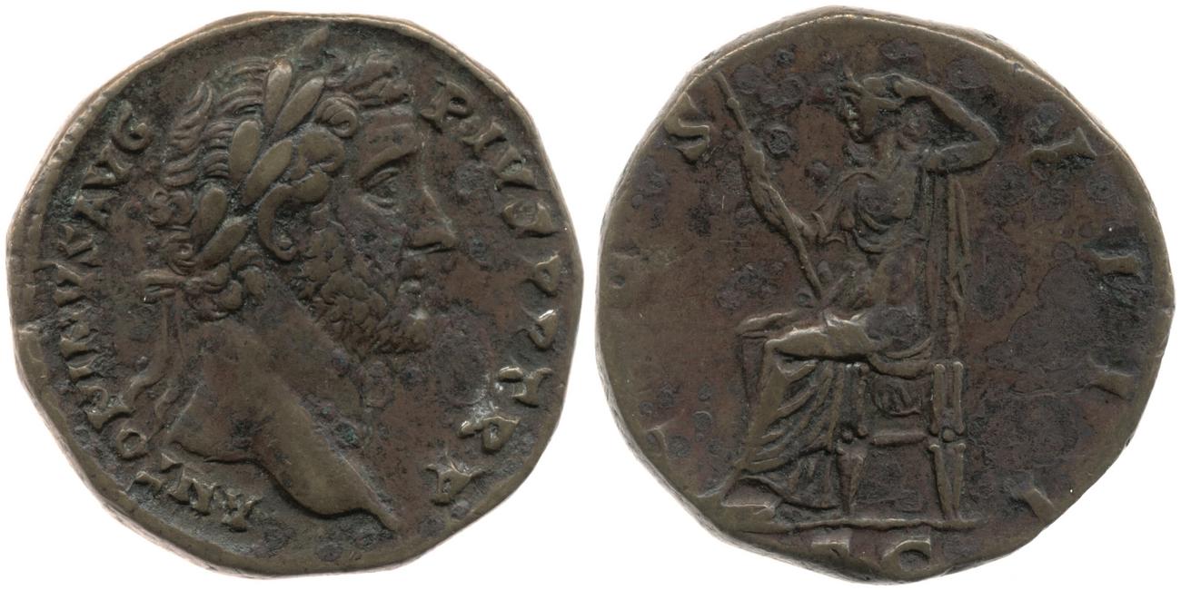 RIC III Antoninus Pius 764, аверс, Британский музей