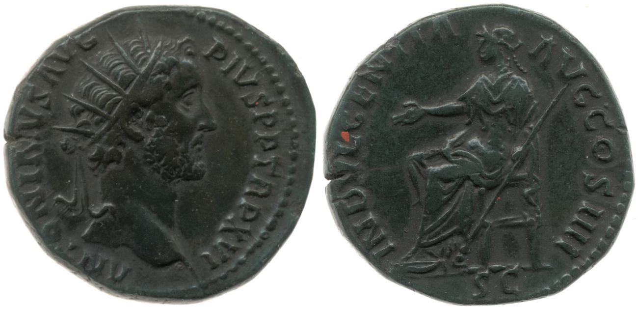 RIC III Antoninus Pius 907, аверс, bm