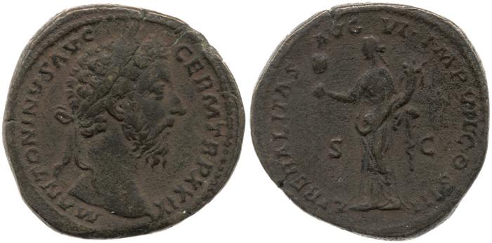 RIC III Marcus Aurelius 1147, реверс, bm