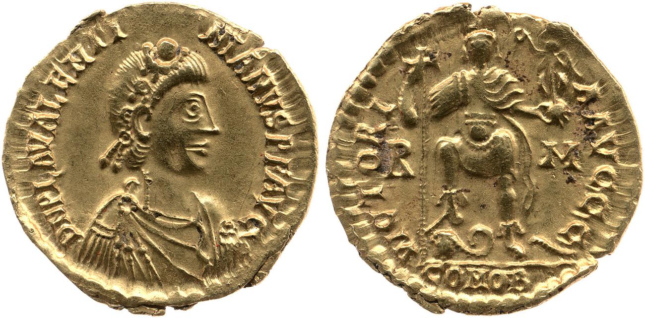 RIC X Valentinian III 2005, аверс, bm