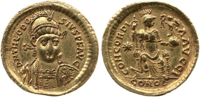 RIC X Theodosius II (East) 202, реверс, bm