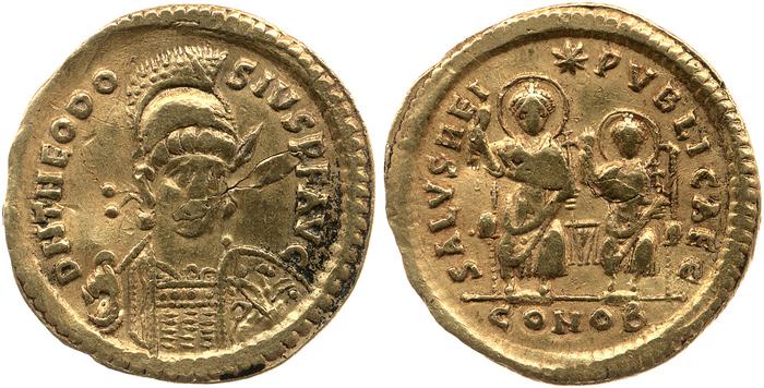 RIC X Theodosius II (East) 237, реверс, Британский музей
