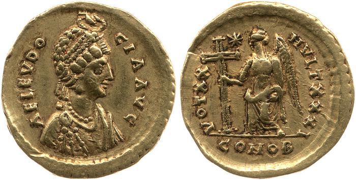 RIC X Theodosius II (East) 228, реверс, Британский музей