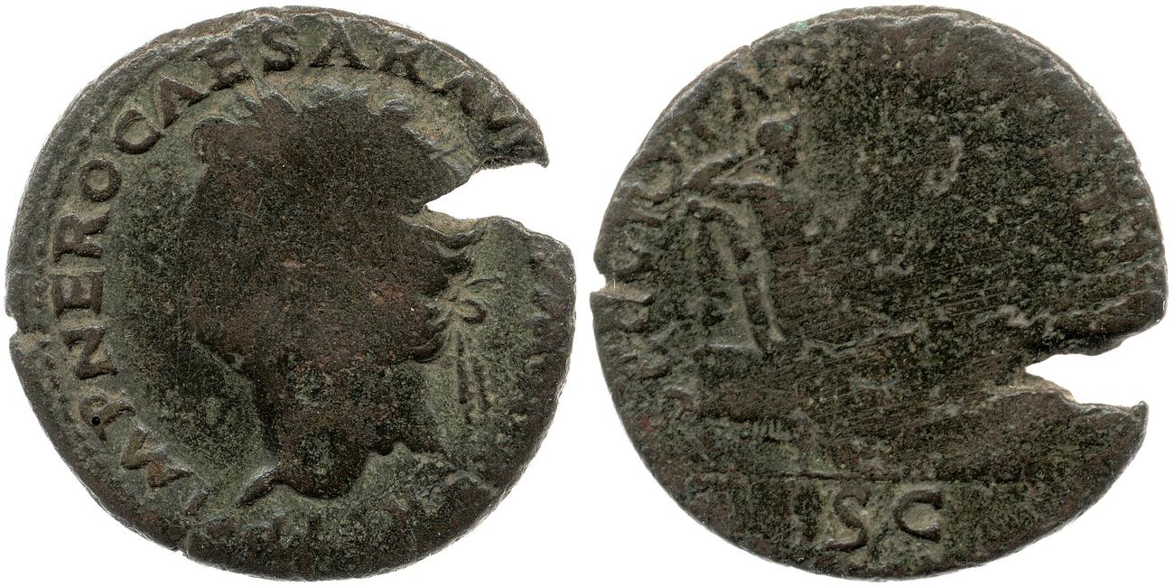 RIC I (second edition) Nero 597, аверс, bm