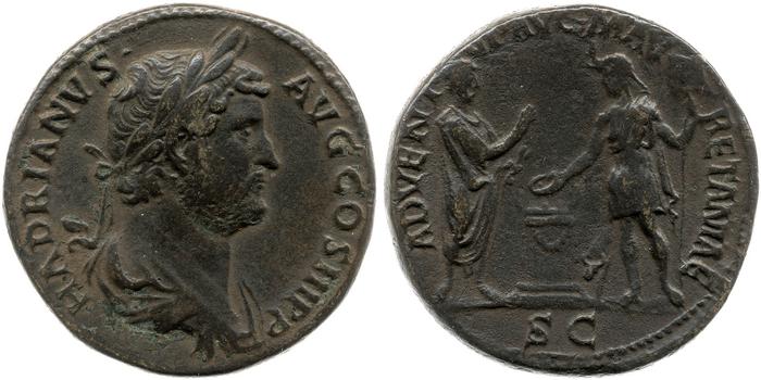 RIC II, Part 3 (second edition) Hadrian 1784, реверс, bm