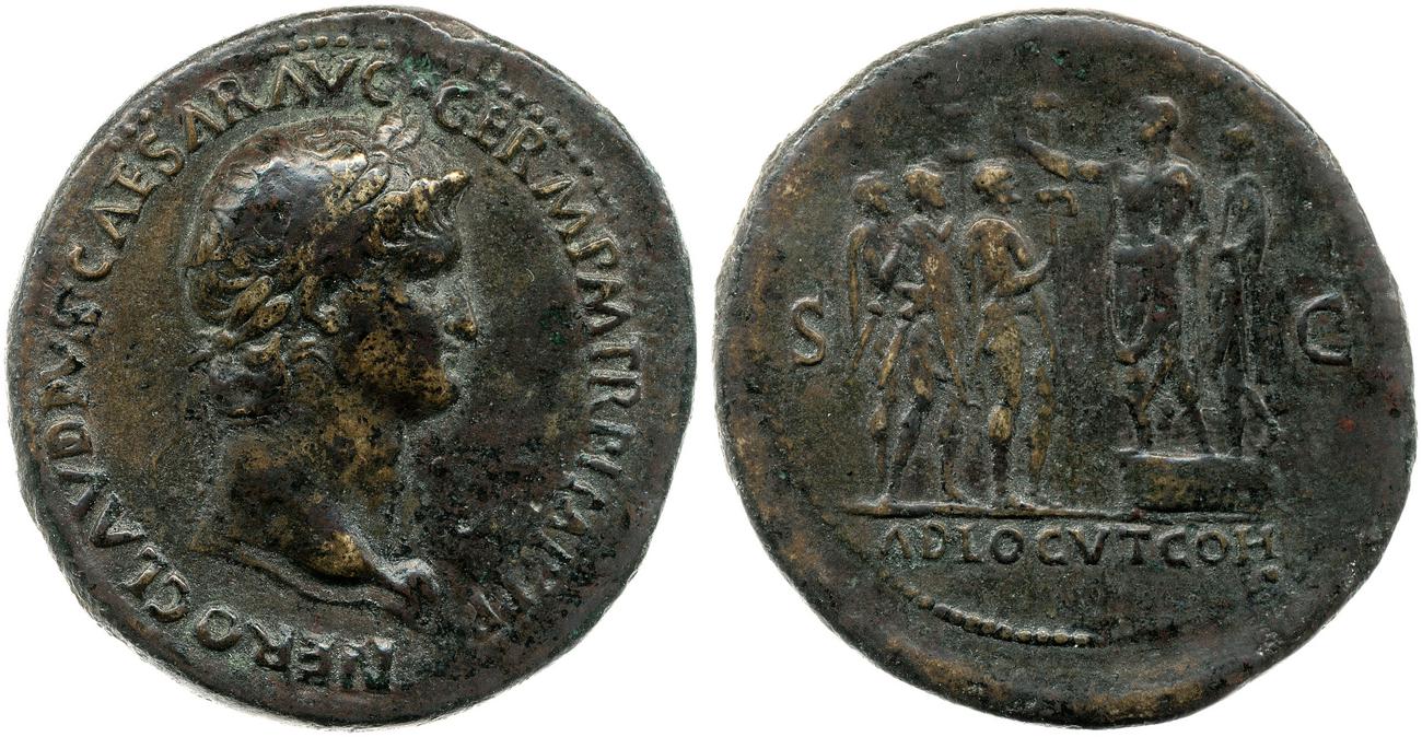 RIC I (second edition) Nero 135, аверс, bm