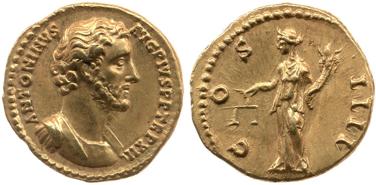 RIC III Antoninus Pius 177c, аверс, Британский музей