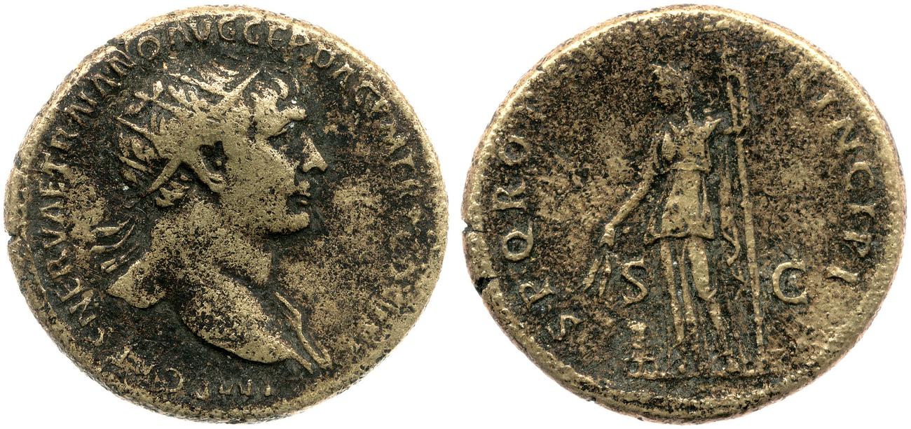 RIC II Trajan 481, аверс, Британский музей